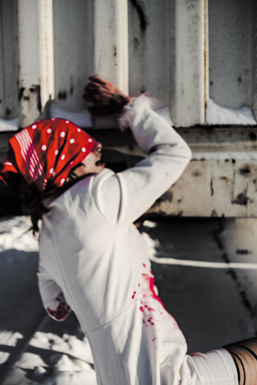 frieren, winter, körper, grenze, schnee, porträt